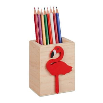 Northix Drveni držač za olovke flamingo stolni organizator