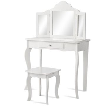 Northix Dječji toaletni stolić 70x34x103 cm s ogledalom MDF bijeli