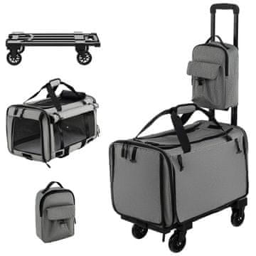 Northix Mobilna transportna kutija za pse i mačke s kotačima 30 kg siva