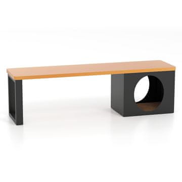 Northix Metalna vrtna klupa 150x38x44 cm s kućicom za mačke nosivosti 450 kg