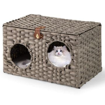 Northix Sklopiva kućica za mačke PE ratan 60x35x35 cm s jastukom