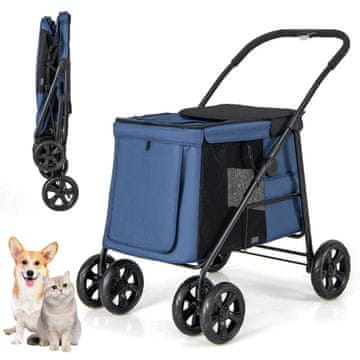 Northix Sklopiva kolica za pse 40kg 106x63x103cm Oxford plava