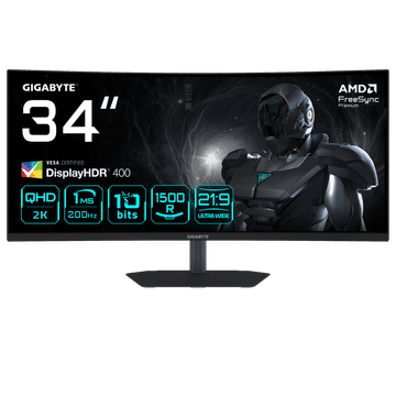 Gigabyte G34WQC2 monitor, 86.36cm (34"), VA, QHD, 200Hz, HDR400, zakrivljeni (G34WQC2)