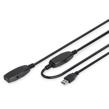 Digitus Active USB 3.0 (M) na USB 3.0 (Ž) SuperSpeed 10m crni produžni kabel