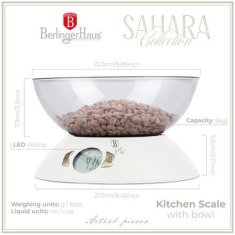 Berlingerhaus Kuhinjska vaga BH-9617 digital 5 kg with bowl Sahara Collection