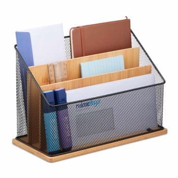 Northix Držač za dokumente 3 pretinca metal bambus organizator