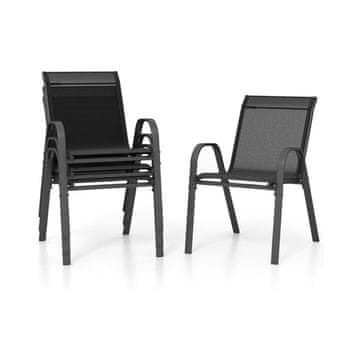 Northix Set 4 sklopive vanjske stolice metalne tekstil crne 56x70x84