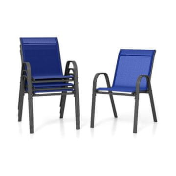 Northix Set 4 sklopive vanjske stolice plave metal tekstil 56x70x84