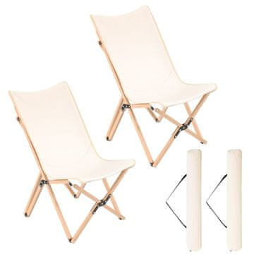 Northix Sklopiva leptir stolica od bambusa, set od 2, bež (150 kg)