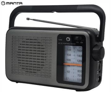 Manta Mardi919 San Remo radio prijemnik, napajanje iz mreže ili na baterije, 3,5 mm minijack, USB-C, crni (Onyx Black)