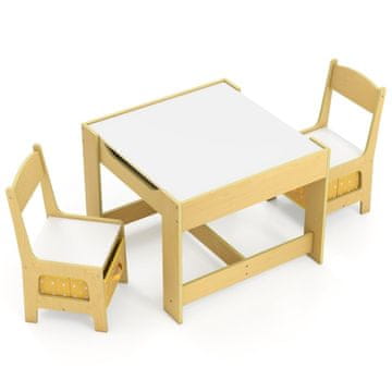 Northix Dječji set stola i 2 stolice 3+ žuti MDF dvostrana ploča