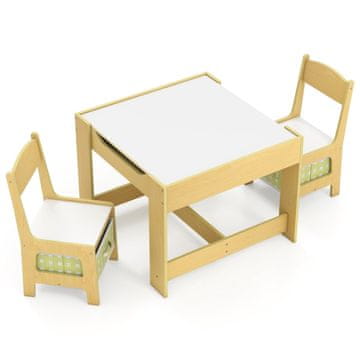 Northix Dječji MDF stol i stolice set 62x62 cm zeleni s pločom
