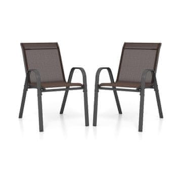 Northix Set 2 složive vrtne stolice 56x70x84 cm metal tekstil smeđa