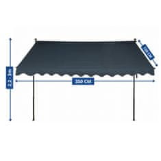 Aga Teleskopska tenda 350x120 cm Siva