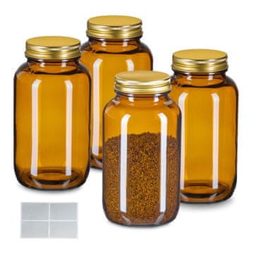 Northix Staklenke jantarne boje 400 ml, široko grlo, hermetički zatvorene