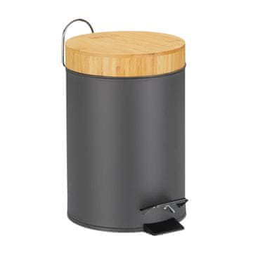Northix Kanta s pedalom 3 l – mat metal s bambusovim poklopcem