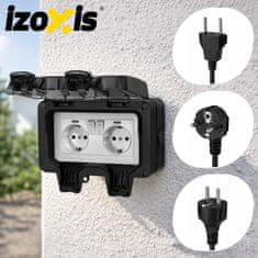 Izoksis IP66 230V 16A vodootporni vanjski dvostruki razdjelnik utičnica crne boje