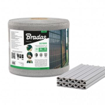 Bradas TRAKA ZA BALKONSKU OGRADU SVIJETLO SIVA 19 CM X 36 M POKROV S KOPČAMA