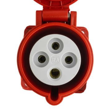 tp electric RAVNA UTIČNICA ZA MONTAŽU NA PLOČU CEE 400V 32A 4P 75x75MM CRVENA