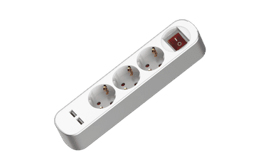 PRODUŽNI KABEL ZA NAPAJANJE 3 UTIČNICE 2XUSB S PREKIDAČEM 1,5 M BIJELI