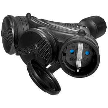 TROKRATNA SCHUKO UTIČNICA IP44 3X2P+Z 16A 250V CRNI RAZDJELJNIK