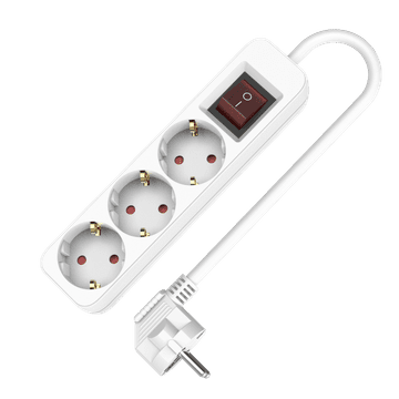PRODUŽNI KABEL ZA NAPAJANJE 3 SCHUKO UTIČNICE S PREKIDAČEM 5M BIJELI