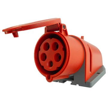 tp electric CEE NADGRADNA UTIČNICA 32A 5P 400V IP44 ZIDNA 3P+N+Z CRVENA
