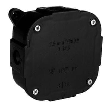 ViPlast NADGRADNA HERMETIČKA CRNA KUTIJA S PRIKLJUČCIMA 88X88X40 MM IP44