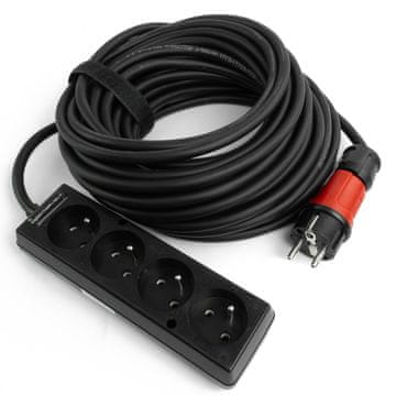 DOK ELEKTRIČNI PRODUŽNI KABEL 4-PIRNI 15M TRAKASTI 4 UTIČNICE 3X1,5MM2 CRNI