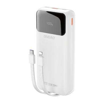 DUDAO Powerbank 20000mAh 22.5W PD USB-C USB-A s ugrađenim iPhone Lightning USB-C kabelima - bijela