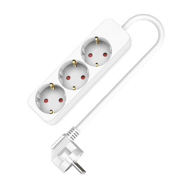 PRODUŽNI KABEL ZA NAPAJANJE S 3 SCHUKO UTIČNICE, 5 M DEBELI BIJELI KABEL