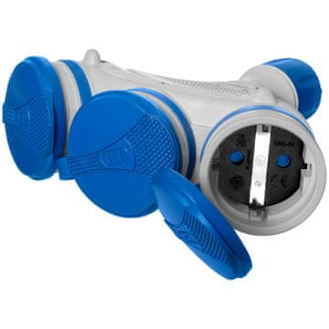 TROKRATNA SCHUKO UTIČNICA IP44 3X2P+Z 16A 250V SIVO-PLAVI RAZDJELJNIK