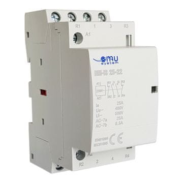 XBS MODULARNI KONTAKTOR 25A 2NO+2NC 2Z 2R ZA KONTROLU JEDNOFAZNIH I TROFAZNIH SUSTAVA.