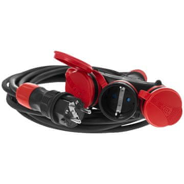 TROKRATNI SCHUKO PRODUŽNI KABEL 5M 250V 16A 3X2P+Z 3X2.5MM2 IP44