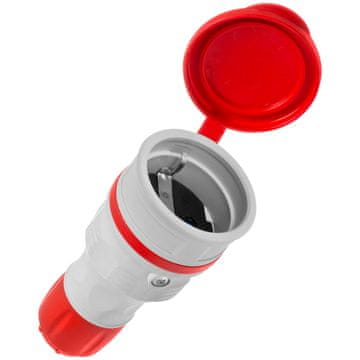 PRIJENOSNA ODVOJNA UTIČNICA 230V SCHUKO IP44 S POKLOPCOM, SIVO-CRVENA