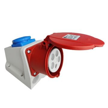 tp electric KOMBINIRANA ZIDNA UTIČNICA 32A 5P CEE 400V + SCHUKO 230V IP44 S UZEMLJENJEM