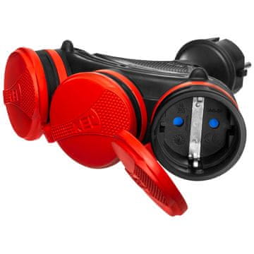 PRIJENOSNI SCHUKO RAZDJELJNIK IP44 3X2P+Z 16A 250V CRNO-CRVENI