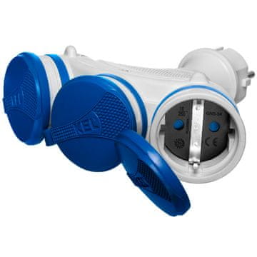 PRIJENOSNI SCHUKO RAZDJELJNIK IP44 3X2P+Z 16A 250V SIVO-PLAVI