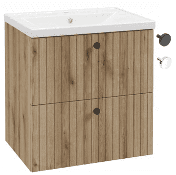 Deftrans Kupaonski ormarić s umivaonikom 60 cm, evoke hrast, utor, Rietti lamele