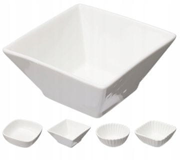 Koopman Set od 6 zdjelica za grickalice i umake, keramičke, bijele, razni uzorci, 125 ml