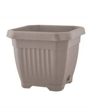 Galicja Tegla za cvijeće s tanjurićem 25x25 cm bež plastika za terasu balkon 1 kom. Osmerokut