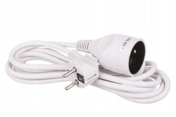Duwi Produžni kabel s 1 utičnicom i uzemljenjem 3 m bijeli 230 V IP20 3x1,0 mm²