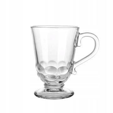 Altom Staklena šalica na nožici za kavu latte, reljefna, 320 ml, 1 komad, Siena