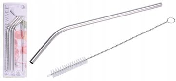 Koopman Set od 4 metalne slamke od nehrđajućeg čelika 21,5 cm + četkica