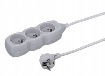 Duwi Produžni kabel, 3 utičnice, bijeli, 1,5 m, 250 V, 16 A, 3 x 1 mm²