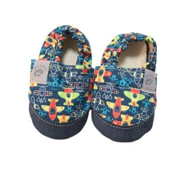 Copa cop Dječje tekstilne papuče Barefoot s zaštitom - Avion