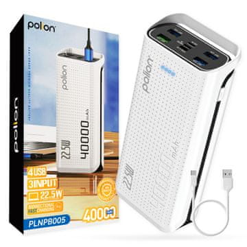 Powerbank 40000mah 22,5w usb-c usb-a micro-usb pd qc s brzim punjenjem
