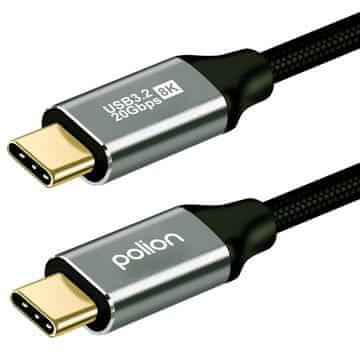 Kabel usb-c/c 3.2 gen.2, 20gbps, 8k, pd 100w, 2m