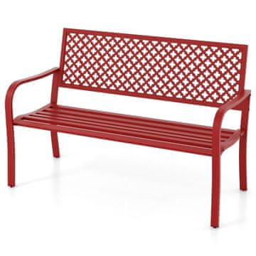 Northix Metalna crvena vrtna klupa 127x62x86 cm otporna na vremenske uvjete 300kg