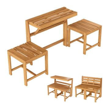 Northix Konvertibilna vrtna klupa i stol 3u1 akacijevo drvo 181 cm